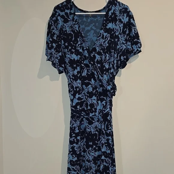 Apt. 9 | Dresses | Apt 9 Blue Tie Front Aline Midi Dress | Poshmark